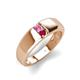 4 - Ethan 3.00 mm Round Pink Sapphire and Ruby 2 Stone Men Wedding Ring 
