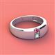 3 - Ethan 3.00 mm Round Pink Tourmaline and Opal 2 Stone Men Wedding Ring 