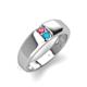 4 - Ethan 3.00 mm Round Pink Tourmaline and Turquoise 2 Stone Men Wedding Ring 