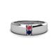 1 - Ethan 3.00 mm Round Pink Tourmaline and Blue Sapphire 2 Stone Men Wedding Ring 