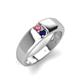 4 - Ethan 3.00 mm Round Pink Tourmaline and Blue Sapphire 2 Stone Men Wedding Ring 