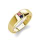 4 - Ethan 3.00 mm Round Pink Tourmaline and Blue Sapphire 2 Stone Men Wedding Ring 