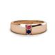 1 - Ethan 3.00 mm Round Pink Tourmaline and Blue Sapphire 2 Stone Men Wedding Ring 