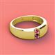 3 - Ethan 3.00 mm Round Pink Tourmaline and Rhodolite Garnet 2 Stone Men Wedding Ring 
