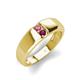 4 - Ethan 3.00 mm Round Pink Tourmaline and Rhodolite Garnet 2 Stone Men Wedding Ring 
