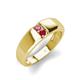 4 - Ethan 3.00 mm Round Pink Tourmaline and Ruby 2 Stone Men Wedding Ring 