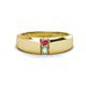 1 - Ethan 3.00 mm Round Pink Tourmaline and Opal 2 Stone Men Wedding Ring 