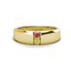 1 - Ethan 3.00 mm Round Pink Tourmaline and Yellow Diamond 2 Stone Men Wedding Ring 