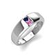 4 - Ethan 3.00 mm Round Blue Sapphire and Pink Sapphire 2 Stone Men Wedding Ring 