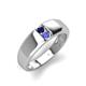 4 - Ethan 3.00 mm Round Blue Sapphire and Tanzanite 2 Stone Men Wedding Ring 