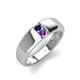 4 - Ethan 3.00 mm Round Blue Sapphire and Amethyst 2 Stone Men Wedding Ring 