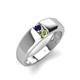 4 - Ethan 3.00 mm Round Blue Sapphire and Peridot 2 Stone Men Wedding Ring 