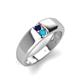 4 - Ethan 3.00 mm Round Blue Sapphire and Turquoise 2 Stone Men Wedding Ring 