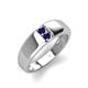 4 - Ethan 3.00 mm Round Blue Sapphire 2 Stone Men Wedding Ring 