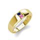 4 - Ethan 3.00 mm Round Blue Sapphire and Pink Sapphire 2 Stone Men Wedding Ring 