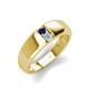 4 - Ethan 3.00 mm Round Blue Sapphire and Aquamarine 2 Stone Men Wedding Ring 