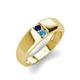 4 - Ethan 3.00 mm Round Blue Sapphire and Blue Topaz 2 Stone Men Wedding Ring 