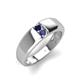 4 - Ethan 3.00 mm Round Blue Sapphire and Iolite 2 Stone Men Wedding Ring 