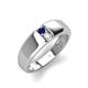4 - Ethan 3.00 mm Round Blue Sapphire and Opal 2 Stone Men Wedding Ring 