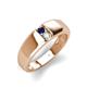 4 - Ethan 3.00 mm Round Blue Sapphire and Opal 2 Stone Men Wedding Ring 