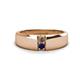 1 - Ethan 3.00 mm Round Smoky Quartz and Blue Sapphire 2 Stone Men Wedding Ring 