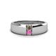 1 - Ethan 3.00 mm Round Smoky Quartz and Pink Sapphire 2 Stone Men Wedding Ring 