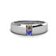1 - Ethan 3.00 mm Round Smoky Quartz and Tanzanite 2 Stone Men Wedding Ring 