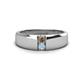 1 - Ethan 3.00 mm Round Smoky Quartz and Aquamarine 2 Stone Men Wedding Ring 