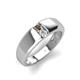 4 - Ethan 3.00 mm Round Smoky Quartz and White Sapphire 2 Stone Men Wedding Ring 
