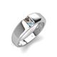 4 - Ethan 3.00 mm Round Smoky Quartz and Aquamarine 2 Stone Men Wedding Ring 