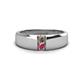 1 - Ethan 3.00 mm Round Smoky Quartz and Pink Tourmaline 2 Stone Men Wedding Ring 