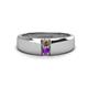 1 - Ethan 3.00 mm Round Smoky Quartz and Amethyst 2 Stone Men Wedding Ring 