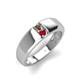 4 - Ethan 3.00 mm Round Smoky Quartz and Ruby 2 Stone Men Wedding Ring 