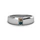 1 - Ethan 3.00 mm Round Smoky Quartz and London Blue Topaz 2 Stone Men Wedding Ring 