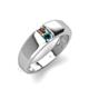 4 - Ethan 3.00 mm Round Smoky Quartz and Blue Diamond 2 Stone Men Wedding Ring 