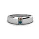 1 - Ethan 3.00 mm Round Smoky Quartz and Blue Diamond 2 Stone Men Wedding Ring 