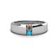 1 - Ethan 3.00 mm Round Smoky Quartz and Turquoise 2 Stone Men Wedding Ring 