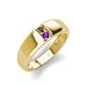 4 - Ethan 3.00 mm Round Smoky Quartz and Amethyst 2 Stone Men Wedding Ring 