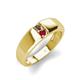 4 - Ethan 3.00 mm Round Smoky Quartz and Ruby 2 Stone Men Wedding Ring 
