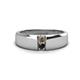 1 - Ethan 3.00 mm Round Smoky Quartz and Black Diamond 2 Stone Men Wedding Ring 
