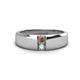1 - Ethan 3.00 mm Round Smoky Quartz and Opal 2 Stone Men Wedding Ring 