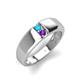 4 - Ethan 3.00 mm Round Turquoise and Amethyst 2 Stone Men Wedding Ring 