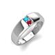 4 - Ethan 3.00 mm Round Turquoise and Ruby 2 Stone Men Wedding Ring 