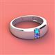 3 - Ethan 3.00 mm Round Turquoise and Tanzanite 2 Stone Men Wedding Ring 