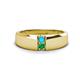 1 - Ethan 3.00 mm Round Turquoise and Emerald 2 Stone Men Wedding Ring 