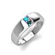 4 - Ethan 3.00 mm Round Turquoise and London Blue Topaz 2 Stone Men Wedding Ring 