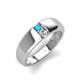 4 - Ethan 3.00 mm Round Turquoise and Lab Grown Diamond 2 Stone Men Wedding Ring 