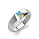 4 - Ethan 3.00 mm Round Turquoise and Yellow Sapphire 2 Stone Men Wedding Ring 