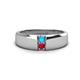 1 - Ethan 3.00 mm Round Turquoise and Ruby 2 Stone Men Wedding Ring 