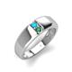 4 - Ethan 3.00 mm Round Turquoise and Lab Created Alexandrite 2 Stone Men Wedding Ring 